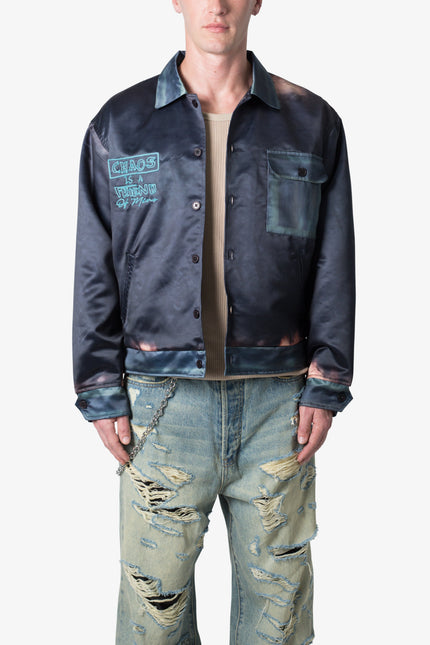 Chaqueta bomber de satén - Negro lavado