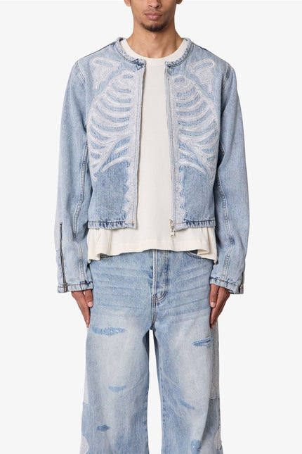 Chaqueta motera Skeleton - Azul lavado