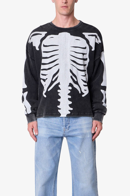 T-shirt thermique à manches longues Skeleton - Noir délavé