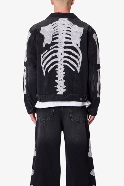 Chaqueta vaquera Skeleton Trucker - Negra lavada