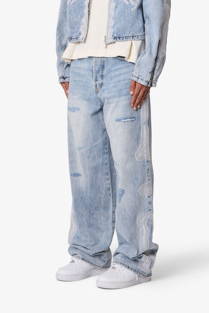 Jean ultra ample Skeleton - Bleu délavé