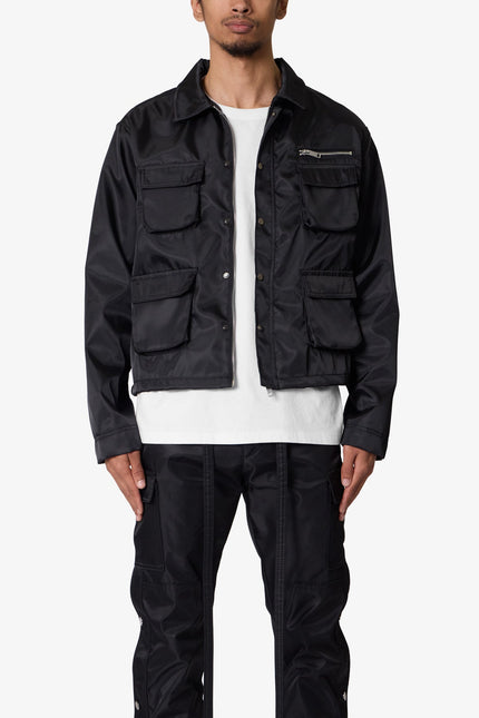Veste de travail cargo à boutons-pression - Noire