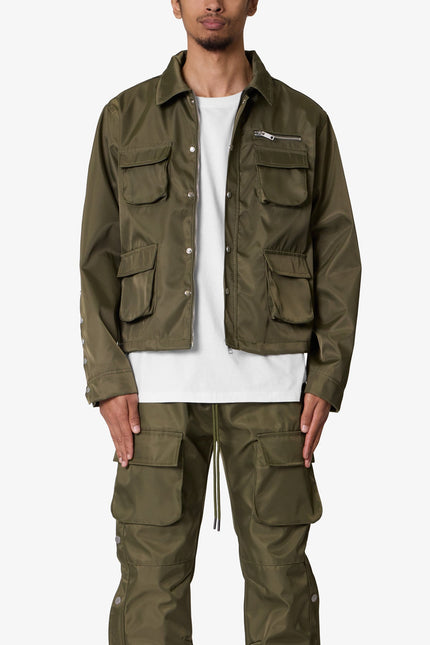 Veste de travail cargo à boutons-pression - Olive