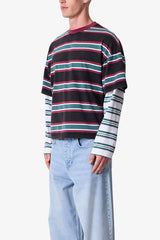 Striped Layered L/S Tee - Green/Black