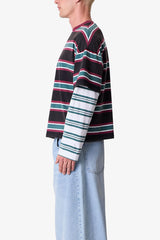 Striped Layered L/S Tee - Green/Black