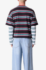 Striped Layered L/S Tee - Green/Black