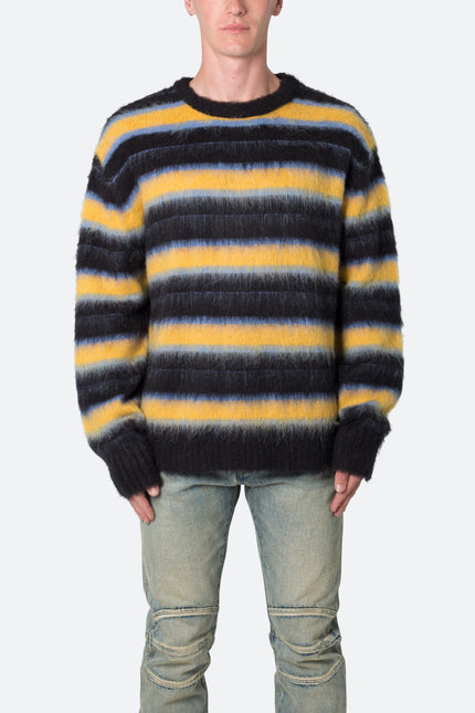 Pull rayé en mohair - Noir