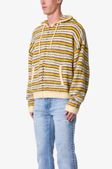 Striped Mohair Zip-Up Hoodie - Yellow