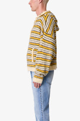 Striped Mohair Zip-Up Hoodie - Yellow