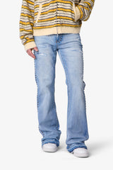 Studded Super Flare Denim - Blue