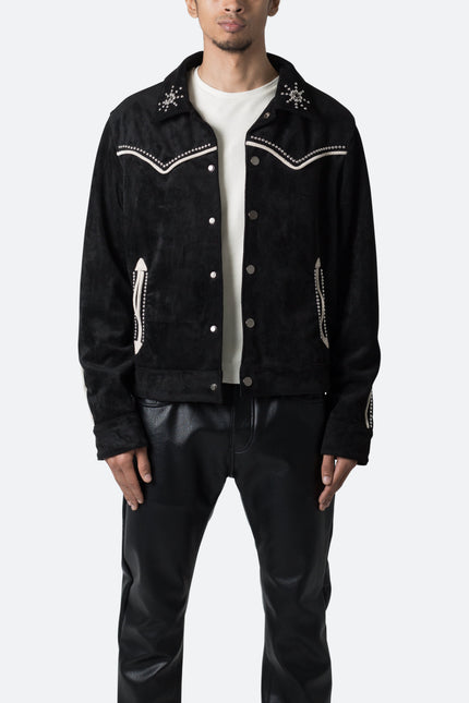Chaqueta de ante con cuello - Negra