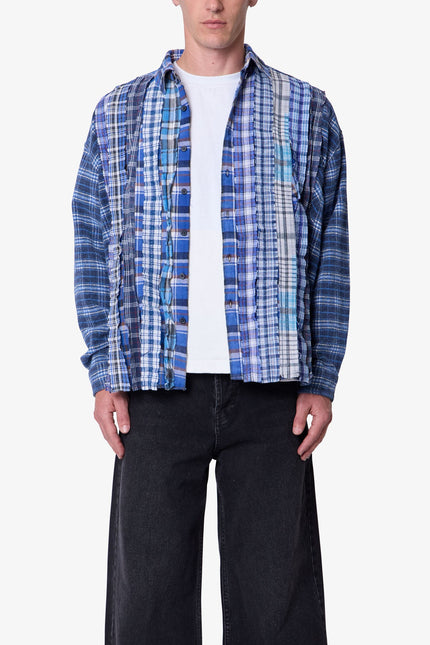 Chemise en flanelle style smoking vintage - Bleu/Multicolore