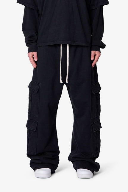 Ultra Baggy Cargo Sweatpants - Washed Black