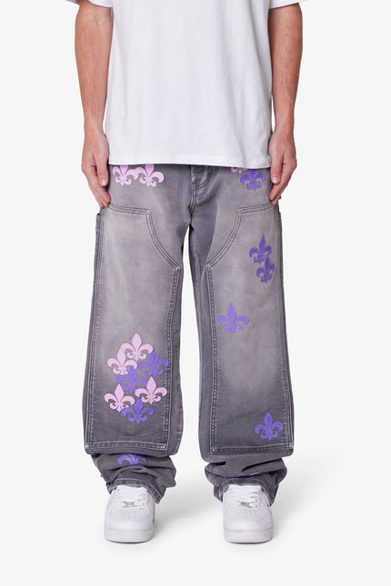 Pantalon ultra ample Fleur à genoux doubles - Gris
