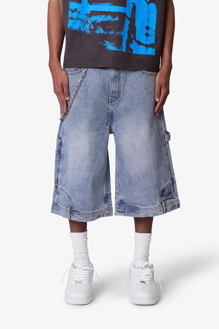 Pantalones cortos vaqueros reconstruidos ultra holgados - Azul