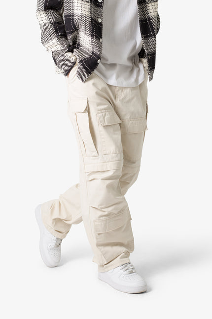 Pantalon cargo ultra ample en tissu ripstop - Blanc cassé