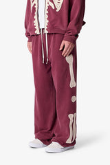Ultra Baggy Skeleton Sweatpants - Washed Red