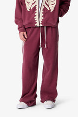 Ultra Baggy Skeleton Sweatpants - Washed Red