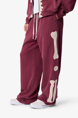 Ultra Baggy Skeleton Sweatpants - Washed Red