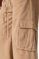 Ultra Wide Twill Cargo Pants - Khaki