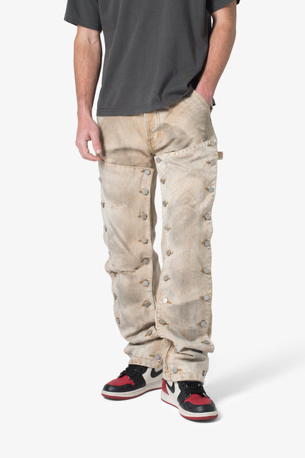 Pantalon ample à boutons-pression V624 - Marron