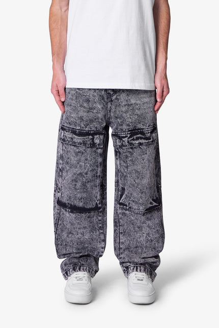 V741 Pantalón cargo vaquero lavado delantero - Gris