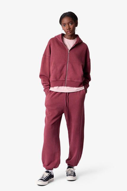 Zip Hoodie - Washed Maroon