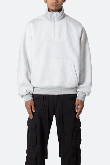 Pull polaire 3/4 lavé - Gris chiné