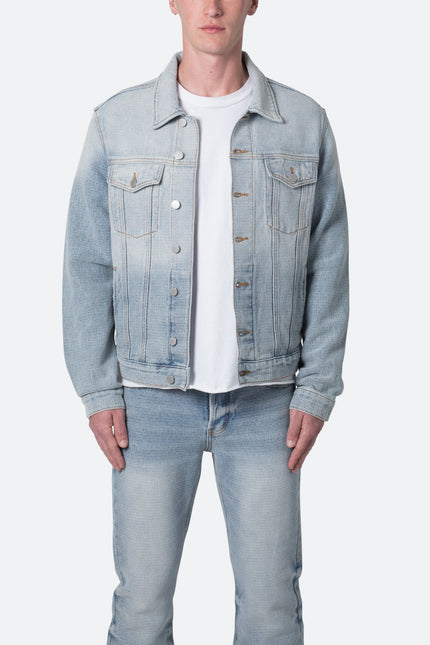Veste de camionneur à motif hachuré western - Bleue