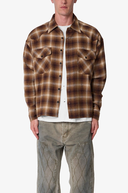 Camisa de franela estilo western - Marrón