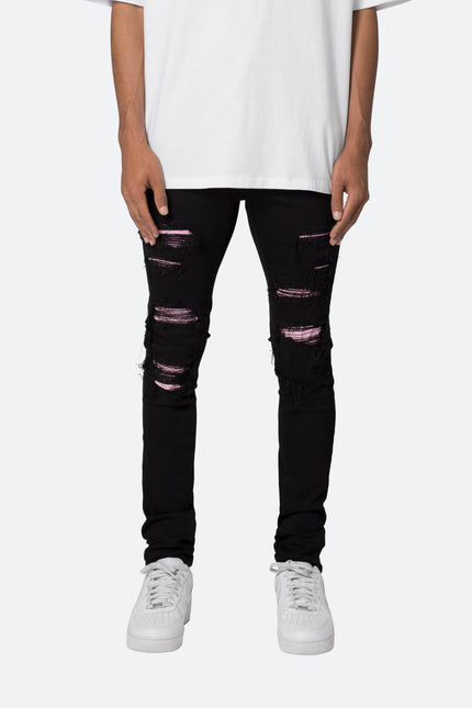 X555 Crystal Skinny Denim - Negro/Rosa