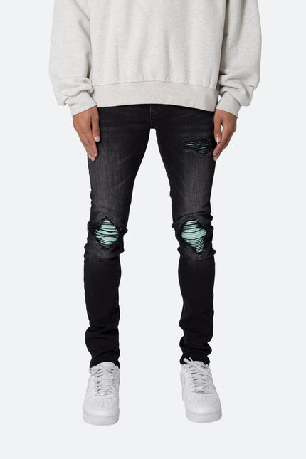 Jean skinny moto X559 - Noir/Vert