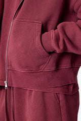 Zip Hoodie - Washed Maroon