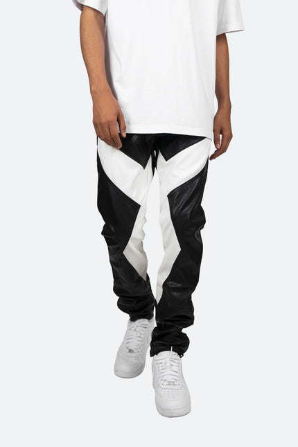 Pantalones de cuero S192 - Negro/Blanco