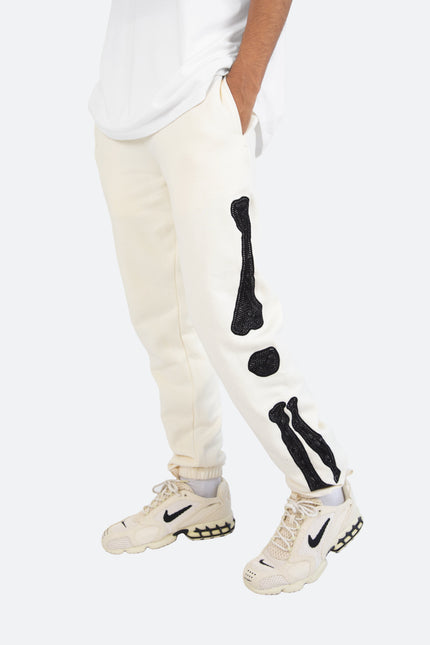 Pantalones deportivos con diseño de esqueleto - Blanco roto