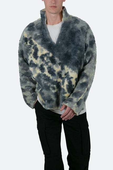 Tie Dye Sherpa Pullover - Blue/Multi