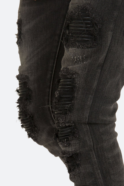X226 Denim elástico estilo motociclista - Negro/Negro
