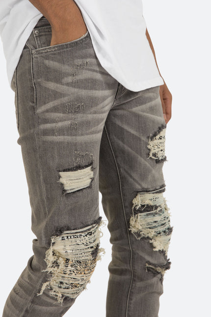 Jean skinny moto X284 - Gris/Bleu